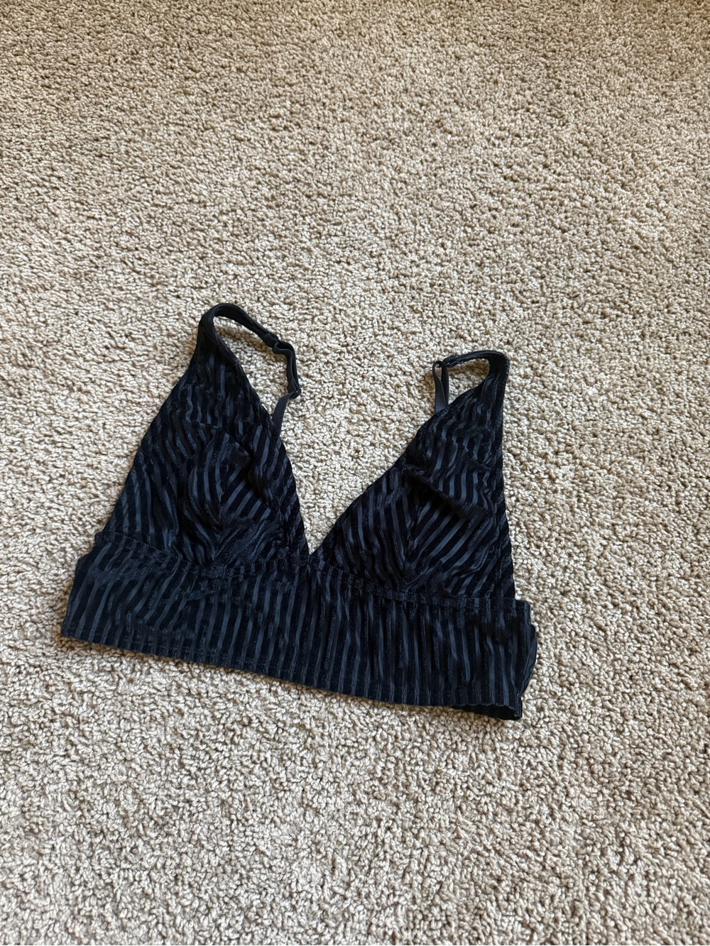 PINK Victoria's Secret Black Velvet Striped Bralette